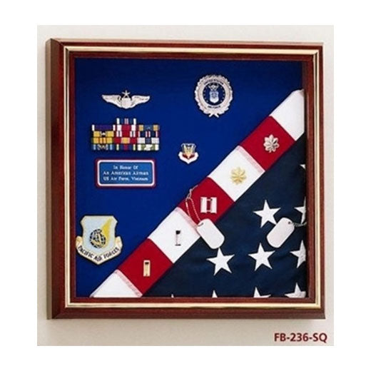 Military Award Medal Flag Display Combination - Oak., , The Military Gift Store, Military Award And Medal Display Case (59)