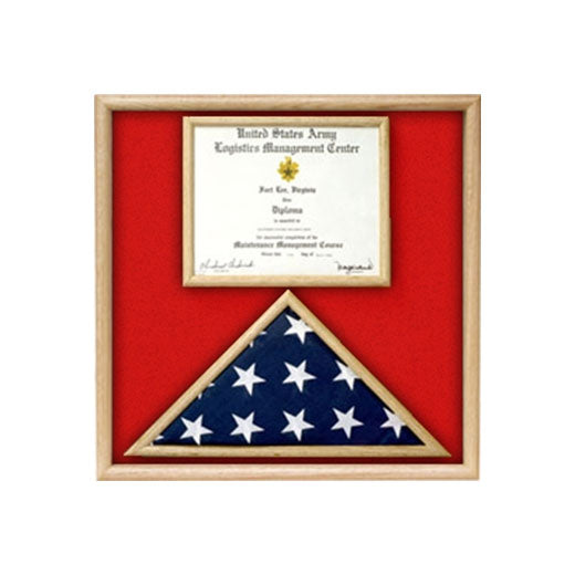 US Marine Corp Flag and Certificate Display Case/ award case - Oak or Walnut Material., US Marine Corp Flag and Certificate Display Case/ award case, The Military Gift Store, Flag and Certificate Case