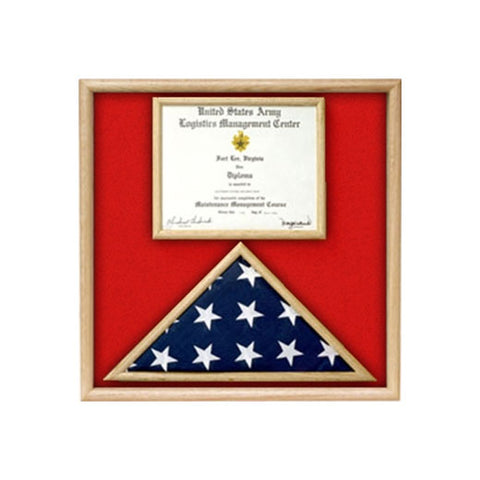 US Marine Corp Flag and Certificate Display Case/ award case - Fit 3' x 5' Flag.