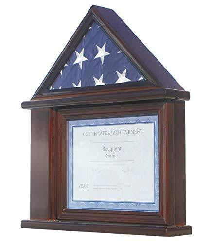 Flag Display Case Certificate & Document Holder Frame Military Shadow Box, for 3' X 5' Flag only, Flag Display Case Certificate & Document Holder Frame, The Military Gift Store, Flag and Document Display Case