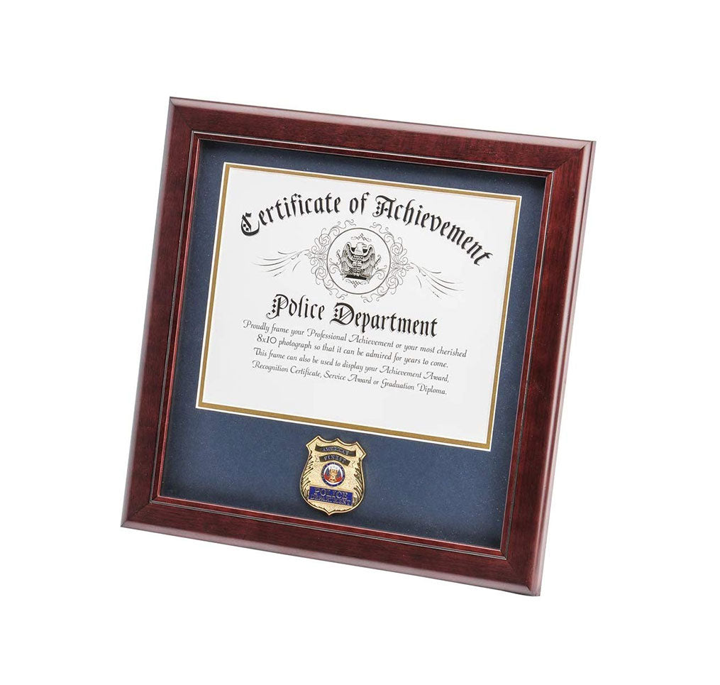 United States Police Officer Certificate of Achievement Frame with Medallion - 8 x 10 inch., United States Police Officer Certificate of Achievement Frame, The Military Gift Store, Awards Case