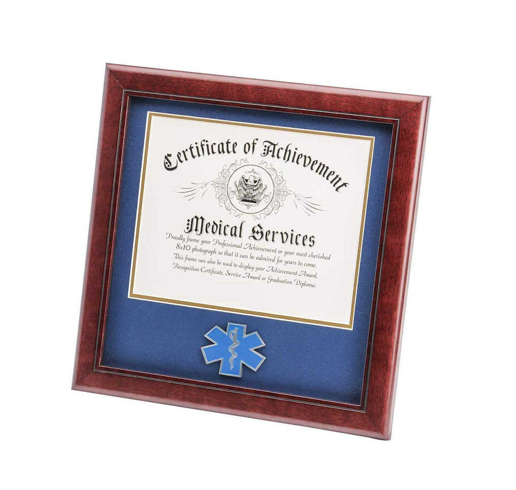 US EMS Certificate of Achievement Picture Frame with Medallion - 8 x 10 Inch Opening, US EMS Certificate of Achievement Picture Frame with Medallion, The Military Gift Store, Awards Case
