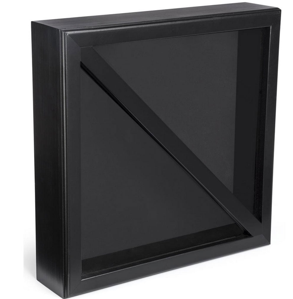 Wood Flag Case for (2) 5’ x 9.5’ Flags, Rear Loading, Glass Front - Black, Wood Flag Case for (2) 5’ x 9.5’ Flags, Rear Loading, Glass Front, The Military Gift Store, 2 Flags display case