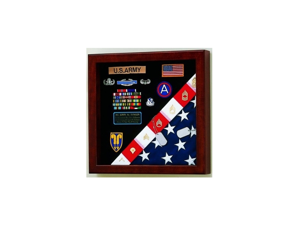American Made Burial Flag Medals Display case - Cherry, American Made Burial Flag Medals Display case, 4' x 6', The Military Gift Store, American Flags- High Quality American Discounted Flags (2)