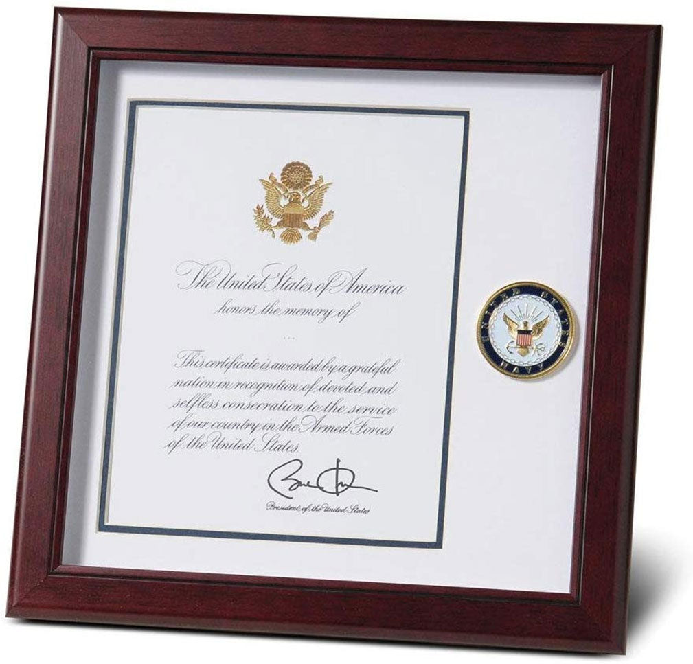 US Navy Presidential Memorial Certificate 8 x 10 Frame, , The Military Gift Store, Awards Case
