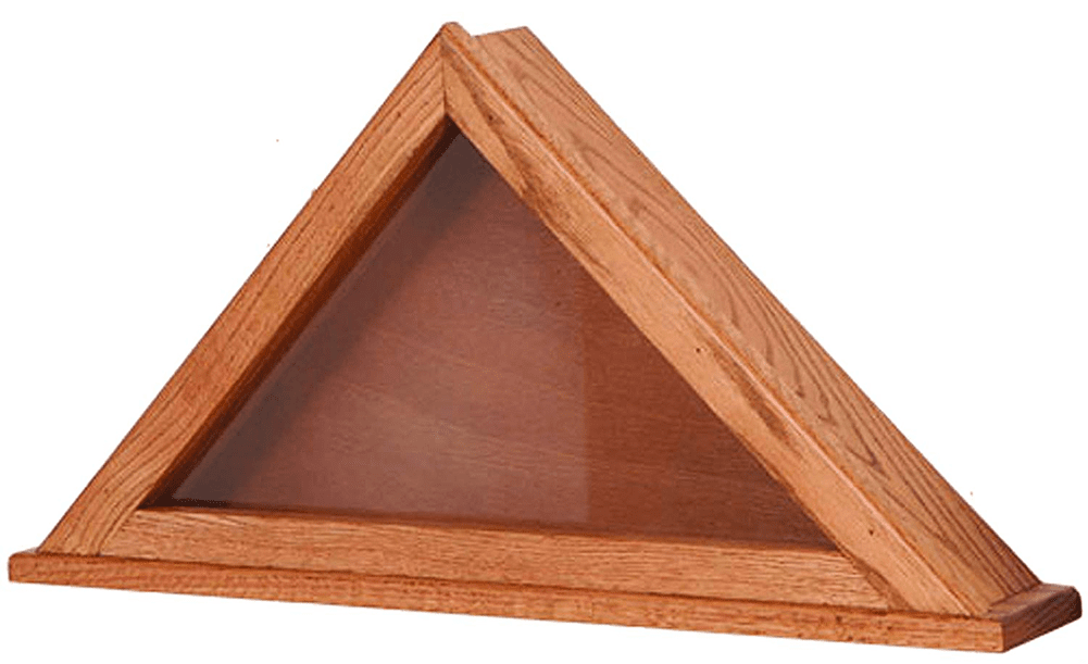 Oak Armed Forces Flag Display Case with Glass for 5' x 9.5' flag, , The Military Gift Store, Triangle flag display