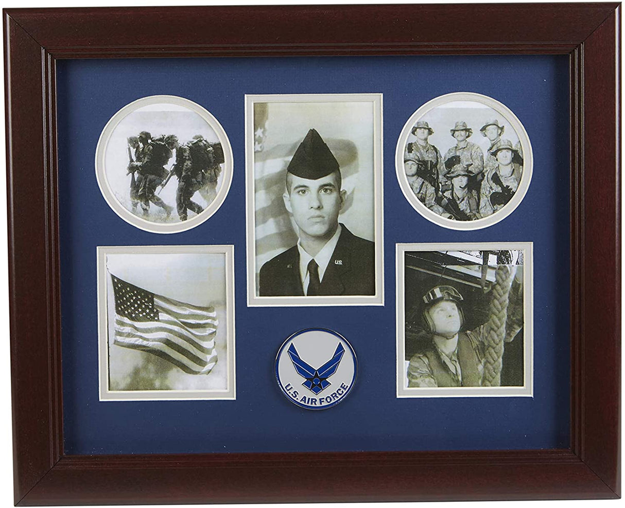The Military Gift Store Products Frame Aim High Air Force Medallion 5 Picture Collage Frame.