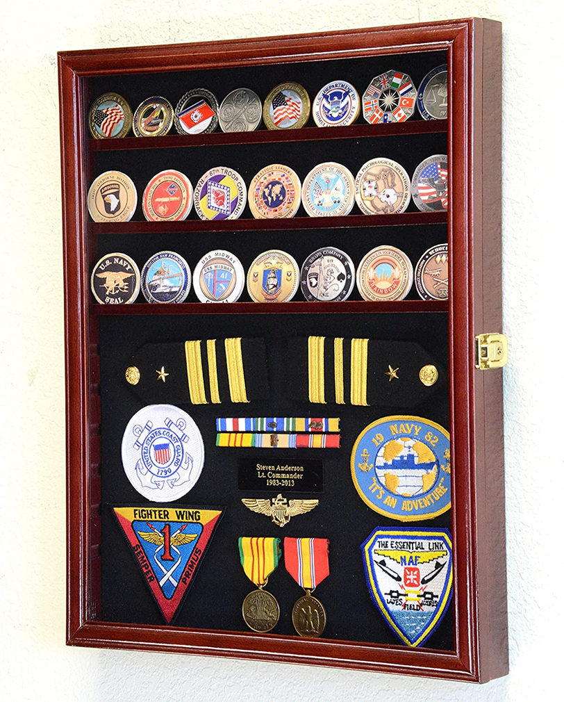 Challenge Coin/Medals/Pins/Badges/Ribbons/Insignia/Buttons Chips Combo Display Case Box, Challenge Coin/Medals/Buttons Chips Combo Display Case Box, The Military Gift Store, American Flag Frames (43)