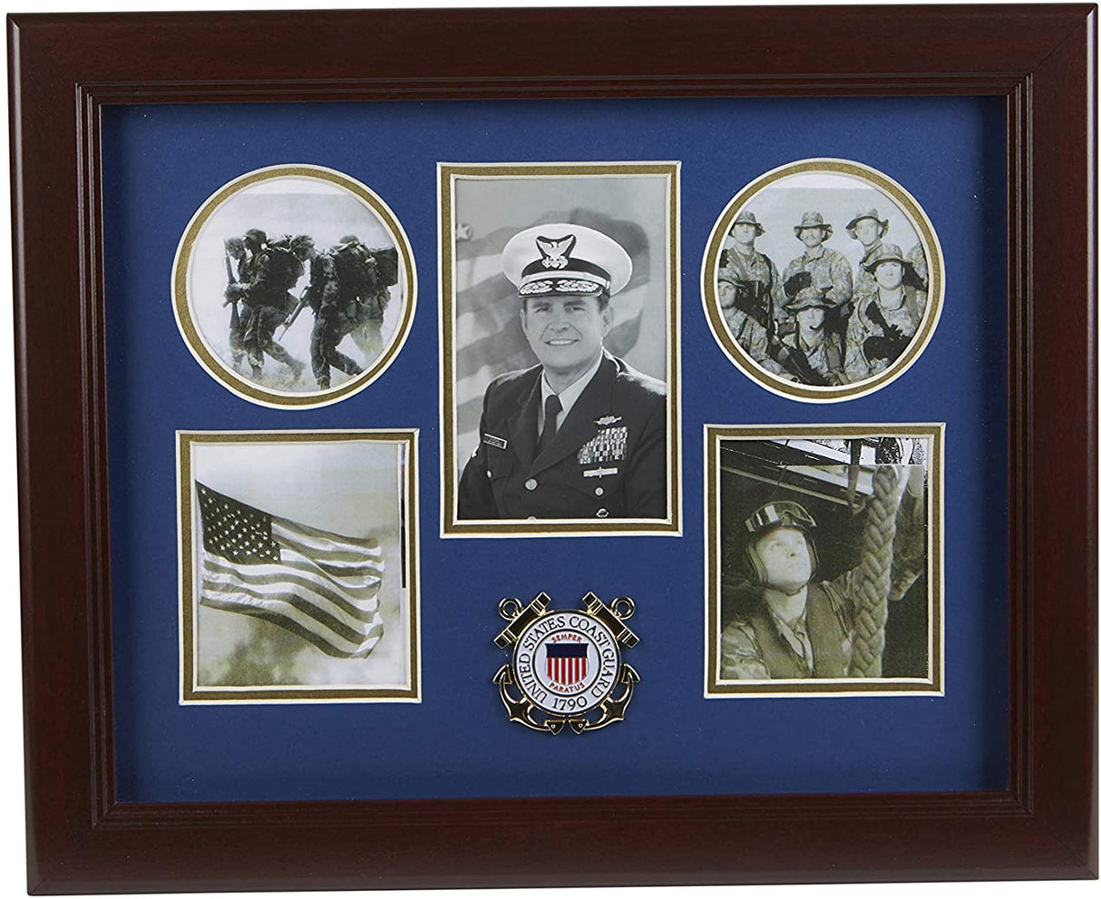 The Military Gift Store US Coast Guard Medallion 5 Picture Collage Frame., US Coast Guard Medallion 5 Picture Collage Frame., The Military Gift Store, Medallion Flag Display Case