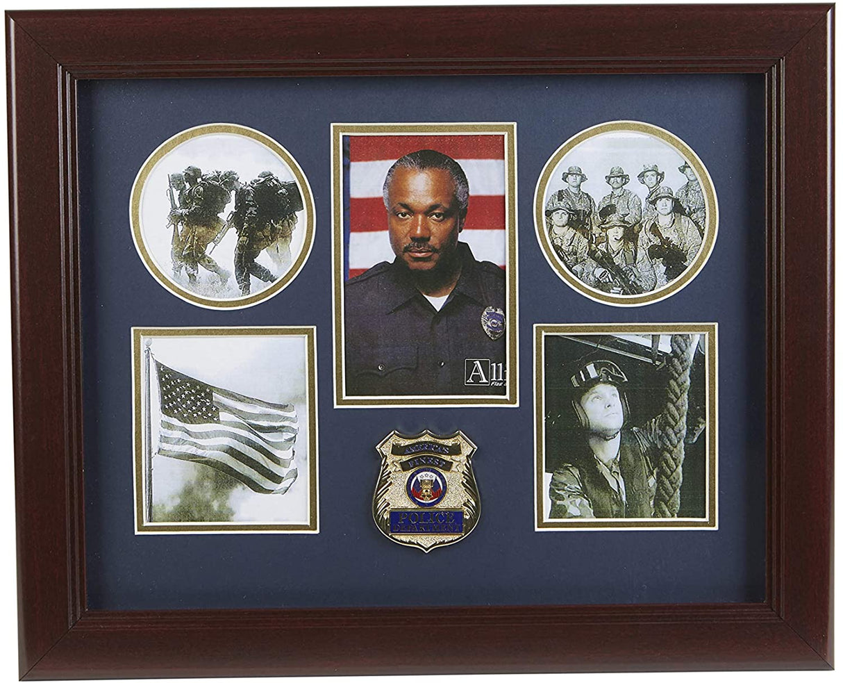 The Military Gift Store Frame Police Department Medallion 5-Picture Collage Frame., Frame Police Department Medallion 5-Picture Collage Frame., The Military Gift Store, Medallion Flag Display Case