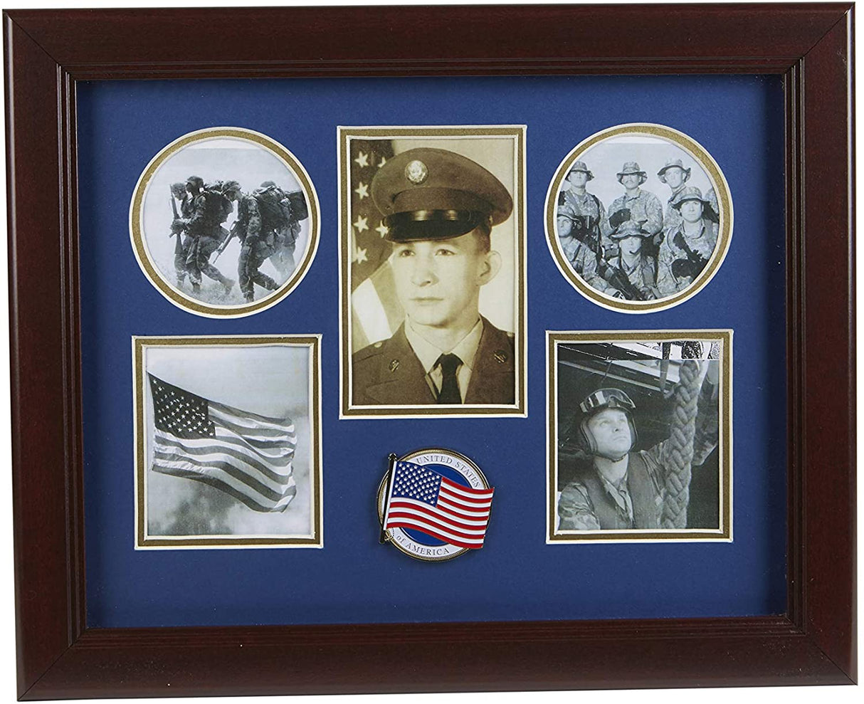 The Military Gift Store Products Frame American Flag Medallion 5-Picture Collage Frame., Frame American Flag Medallion 5-Picture Collage Frame., The Military Gift Store, Medallion Flag Display Case