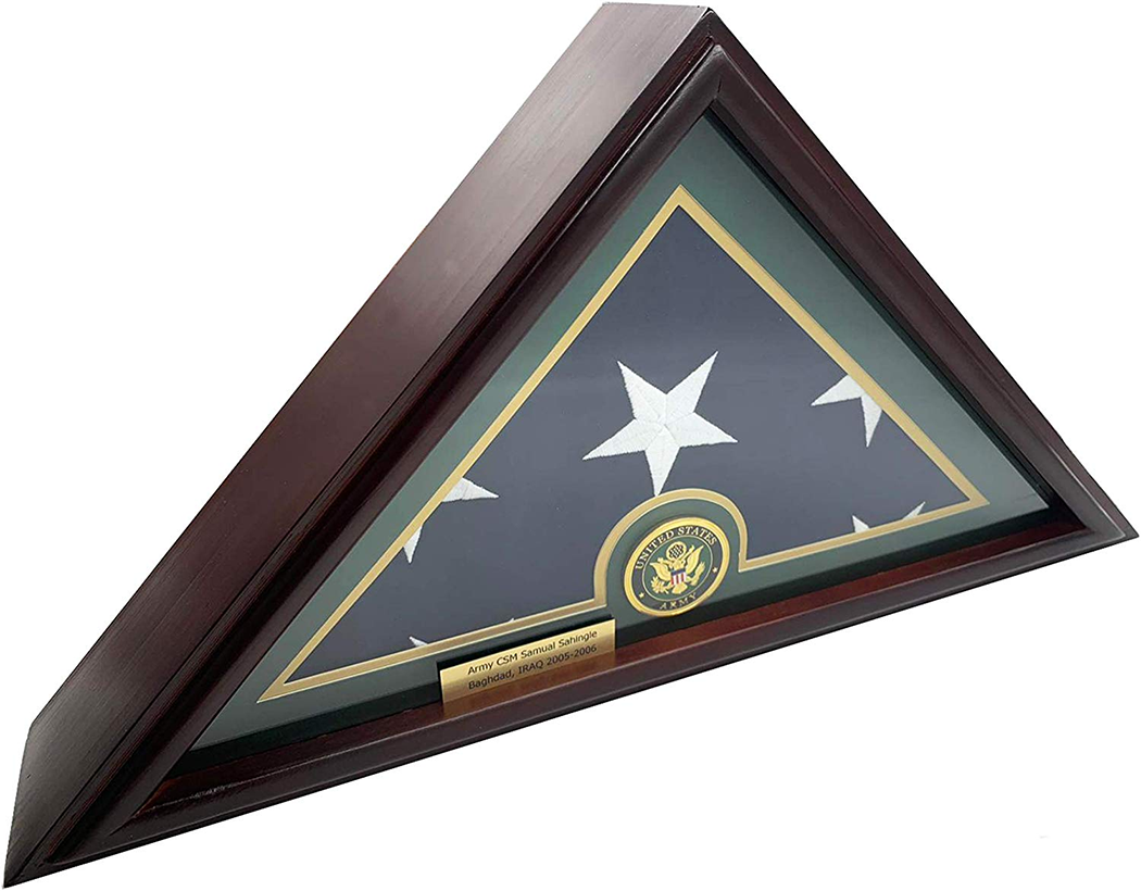5x9 Burial/Funeral/Veteran Flag Elegant Display Case, Solid Wood, , The Military Gift Store, 5' X 9' Flag Case
