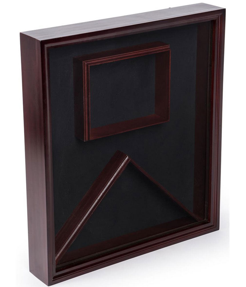 Flag Display Case with Glass Front and Certificate Holder, Velvet Backing – Mahogany., Flag Display Case with Glass Front and Certificate Holder, The Military Gift Store, American Flag Frames