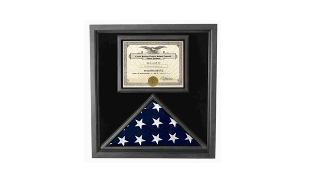 Premium USA-Made Solid wood Flag Document Case Black Finish 5' X 9.5', , The Military Gift Store, Flag and Document Case