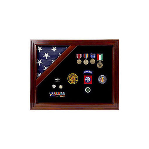 American Corner flag and medal display case, Fit 5 x 9.5 Casket Flag., , The Military Gift Store, Rectangular case