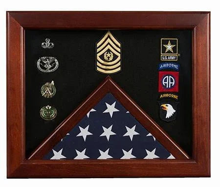 Military Flag medal display case, Mahogany wood for 3x5 flag grade finish, Military Flag medal display case, Mahogany wood for 3x5 flag, The Military Gift Store, American Flag Frames (43)