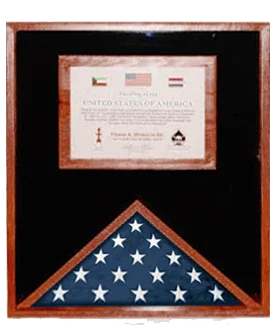 Flag and Document Case for 3ft x 5ft US Made Cherry Finish, , The Military Gift Store, Flag and Document Display Case