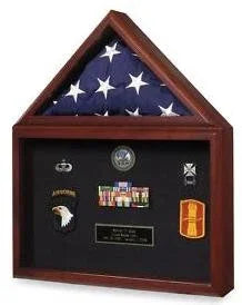 Marine Corps Flag shadowbox for awards medals photos - oak, , The Military Gift Store, American Flags- High Quality American Discounted Flags (2)