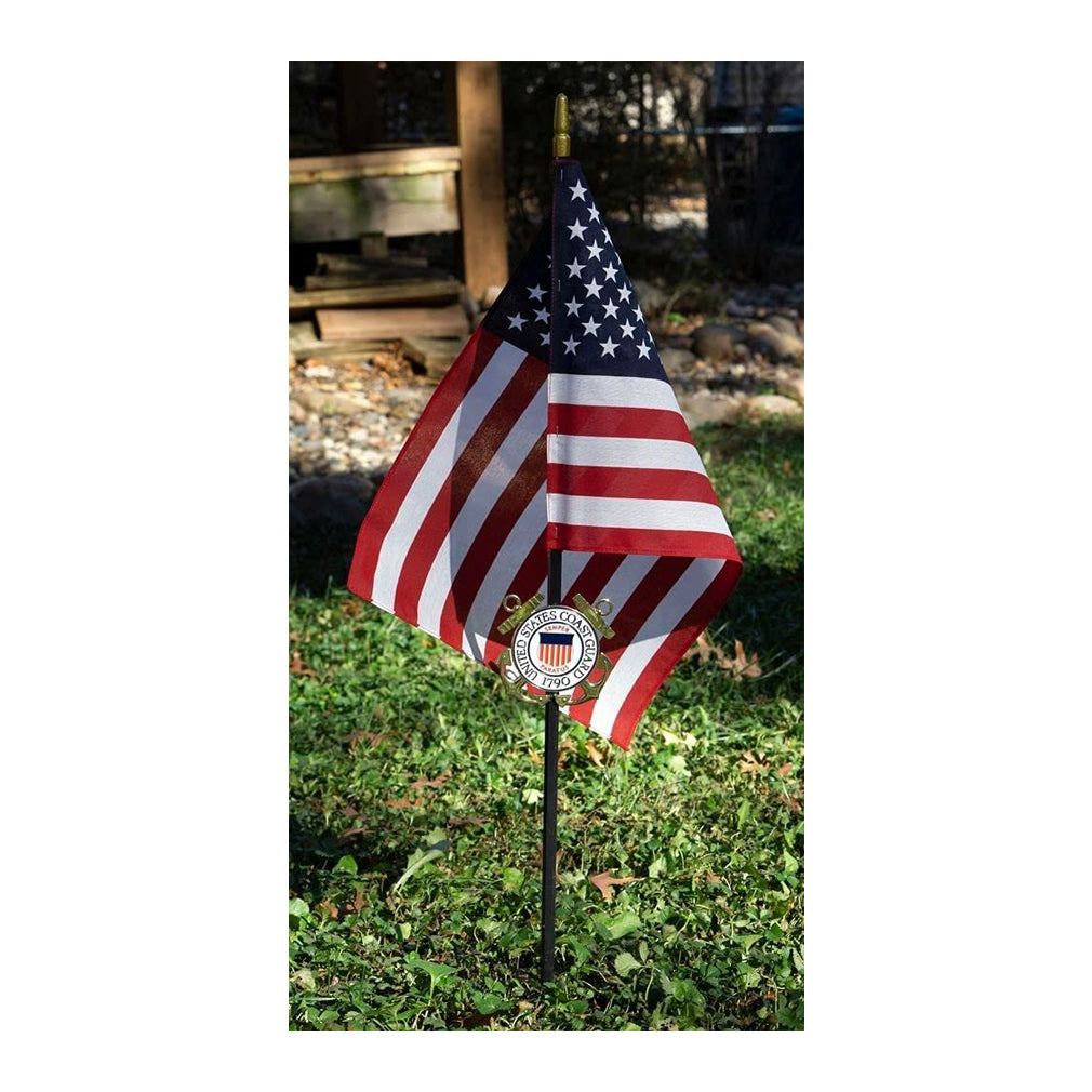 Coast Guard Veteran Grave Marker With 30 Inch Tall American Cemetery Flag, Officially Licensed Military Seal., Coast Guard Veteran Grave Marker With 30 Inch Tall American, The Military Gift Store, Grave Marker