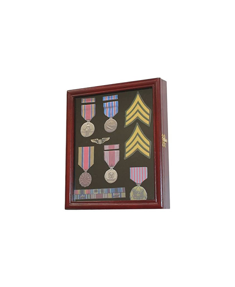 Display Case Cabinet Shadow Box for Military Medals, Pins, Patches, Insignia, Ribbons cherry finish, Display Case Cabinet Shadow Box for Military Medals, Pins, Patches, The Military Gift Store, Medal Display Case