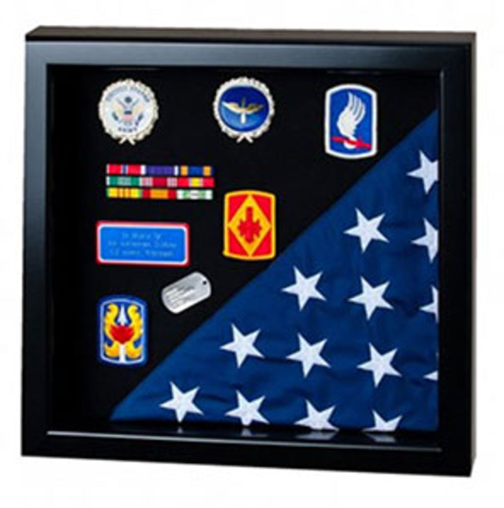 Flag Display Case showcases both the flag and military awards., , The Military Gift Store,