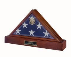 Triangle Flag Display Case - Memorial Flag Case Solid Walnut Flag Case w Matching Pedestal/Urn, Triangle Flag Display Case - Memorial Flag Case Solid Walnut Flag Case, The Military Gift Store, Flag Case, Burial Flag Shadow Case, Flag display