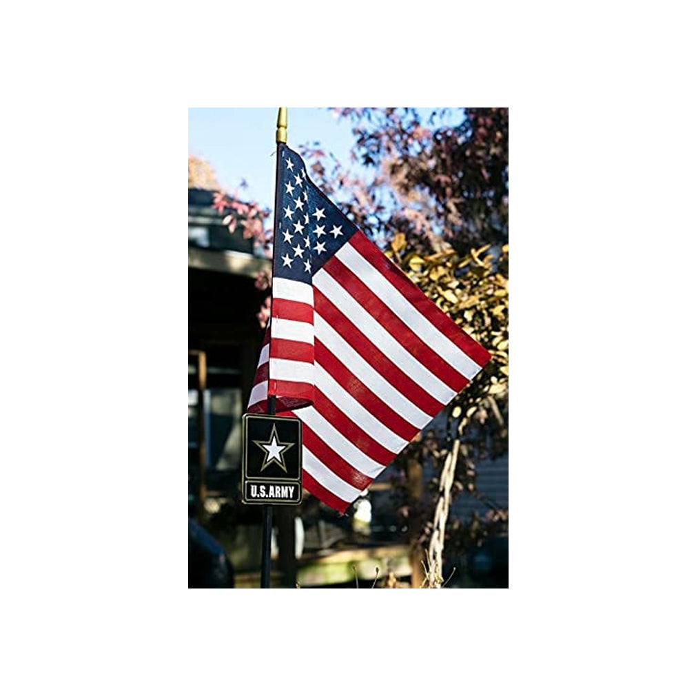 Go Army Veteran Grave Marker With 30 Inch Tall American Cemetery Flag, Officially Licensed Military Seal., Go Army Veteran Grave Marker With 30 Inch Tall American Cemetery Flag, The Military Gift Store, Grave Marker