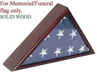 SOLID WOOD MEMORIAL FLAG CASE FRAME DISPLAY CASE FOR 5X9.5' FLAG FOLDED, FOR FUNERAL
