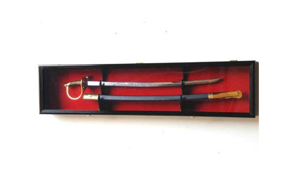 Sword Display Case Cabinet Stand, Holder Wall Rack Box for US Navy, Sword Display Case