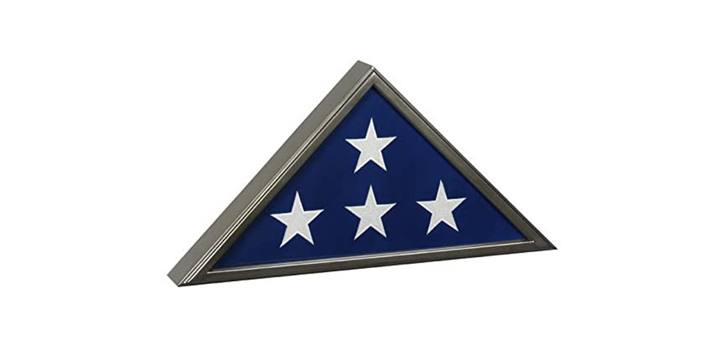 Made in USA Burial Flag Case for 5'x9.5' Flag - Gun Metal Finish, , The Military Gift Store, Triangle flag display