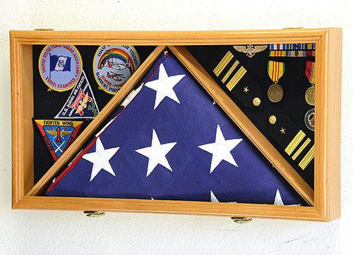 Large Flag & Medals Military Pins Patches Insignia Holds up to 5x9 Flag - Oak, Large Flag & Medals Military Pins Patches Insignia Holds, The Military Gift Store, Large Military Memorial Flag