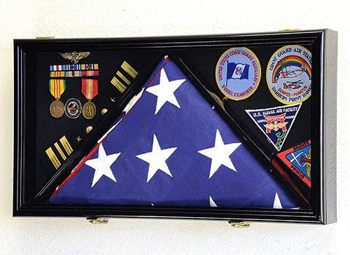 Large Flag & Medals Military Pins Patches Insignia Holds 5x9 Flag, Large Flag & Medals Military Pins Patches Insignia Holds, The Military Gift Store, Large Military Memorial Flag