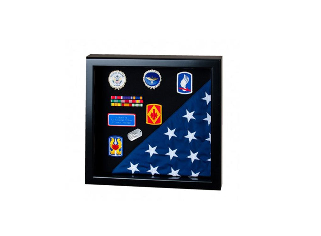 Flag Display Case showcases both the flag and military awards,(Red Felt), Flag Display Case showcases both the flag and military awards, The Military Gift Store, American Flag Frames (43)