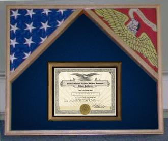 Marine Corps 2 Flags Certificate Display Case - Oak, , The Military Gift Store, Flag Display cases for 4'x6'