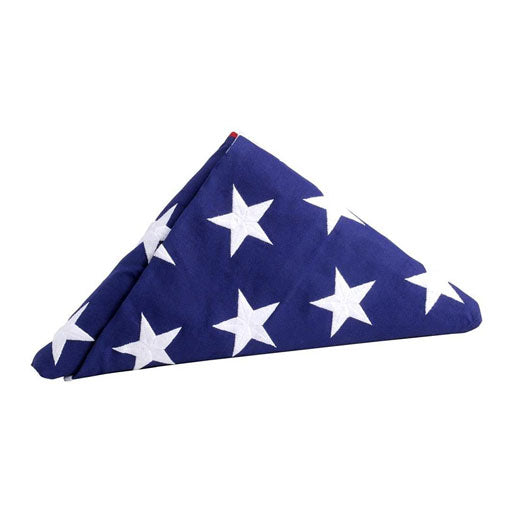PRE-Folded Premium US Burial Flag, 5' x 9.5' Made in The USA with Fully Embroidered Stars and Sewn Stripes for US Veterans, Internment, Flag Ceremony, Memorial Day, PRE-Folded Premium US Burial Flag, 5' x 9.5' Made in The USA, The Military Gift Store, Pre Folded American Flags