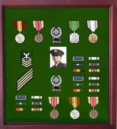 Medal Display Case Cherry Finish, The Medal display area is lined with rich black felt, Medal Display Case Cherry Finish, The Medal display area is lined, The Military Gift Store, Military Medals Display Cases