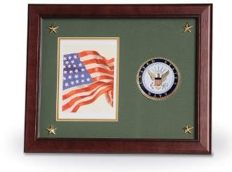 Navy Medallion Frame, Navy Photo and Medallion Frame , wood frame., , The Military Gift Store, American Flags- High Quality American Discounted Flags (2)