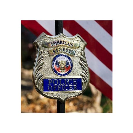 Police Officer Veteran Grave Marker With 30 Inch Tall American Cemetery Flag, Police Remembrance., Police Officer Veteran Grave Marker With 30 Inch, The Military Gift Store, Grave Marker