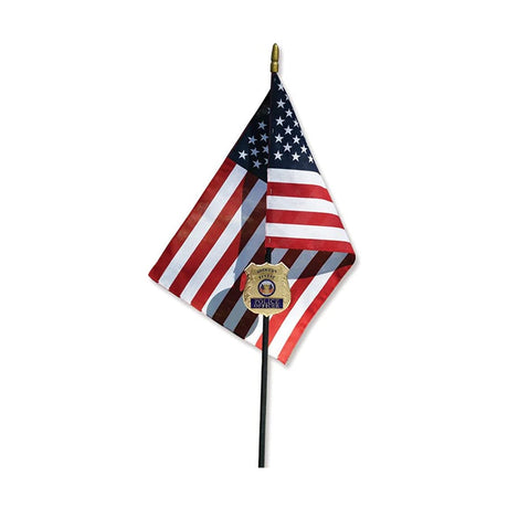 Police Officer Veteran Grave Marker With 30 Inch Tall American Cemetery Flag, Police Remembrance., Police Officer Veteran Grave Marker With 30 Inch, The Military Gift Store, Grave Marker