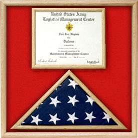 US Marine Corp Flag and Certificate Display Case/ award case for a 3' x 5' Flag