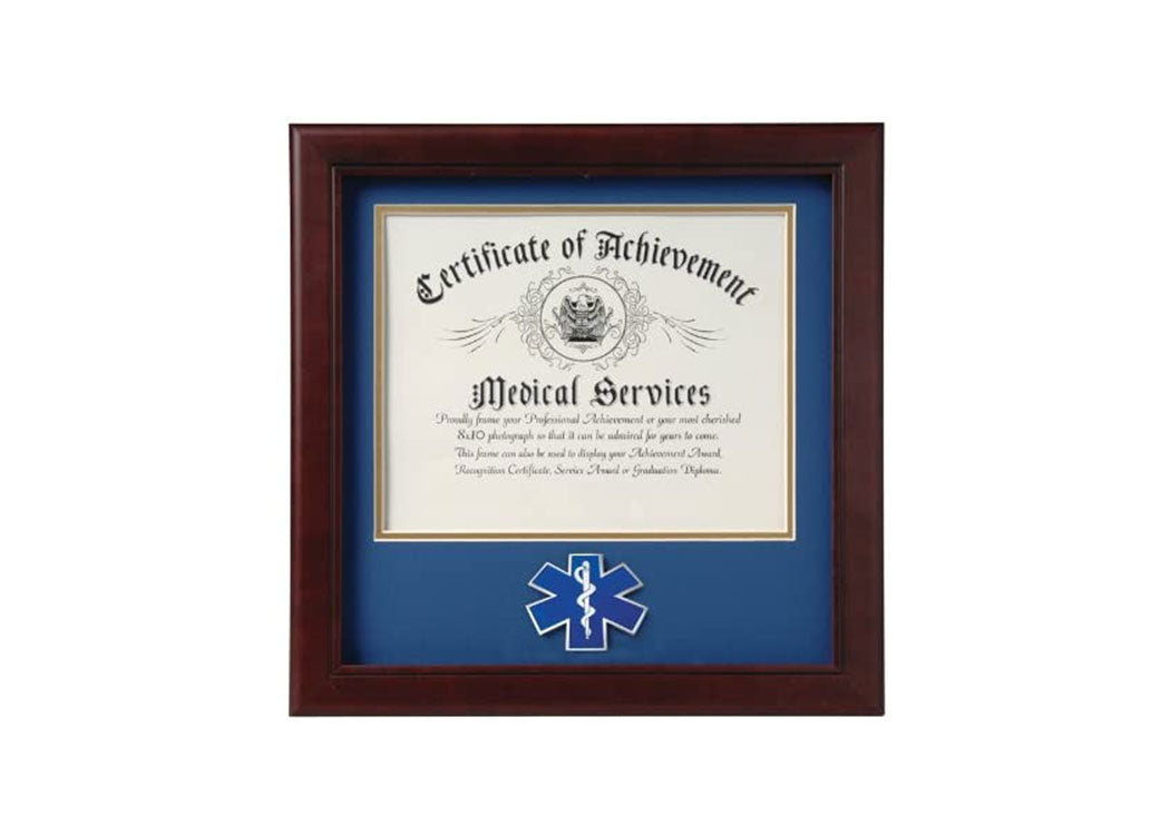 US EMS Certificate of Achievement Picture Frame with Medallion - 8x10 Inch Opening., US EMS Certificate of Achievement Picture Frame with Medallion, The Military Gift Store, Display Case Accessories