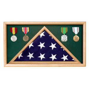 Army Oak Flag Memorial Display Case, Rectangle case With Medal & Flag, , The Military Gift Store, Military Medals Display Cases