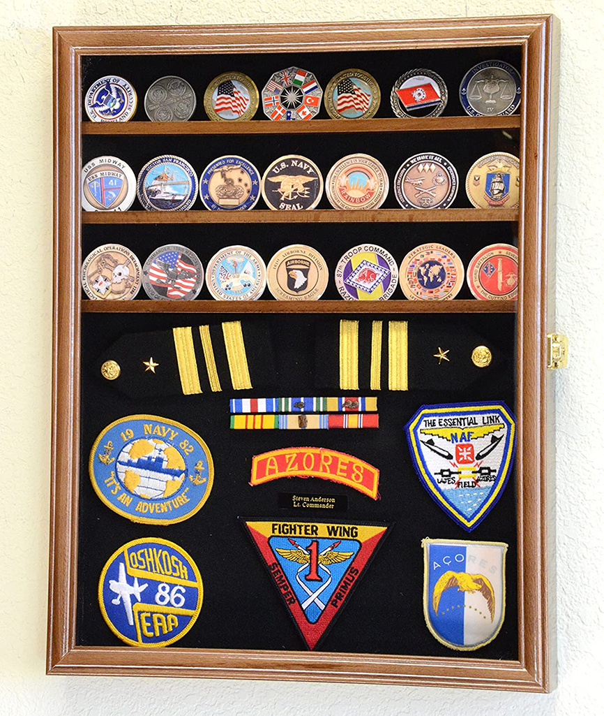 Challenge Coin/Medals/Pins/Badges/Ribbons/Insignia/Buttons Chips Combo Display Case Box, Challenge Coin/Medals/Buttons Chips Combo Display Case Box, The Military Gift Store, American Flag Frames (43)