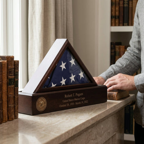 Capitol flag display case with pedestal, 3x5 Capitol flag pedestal display case