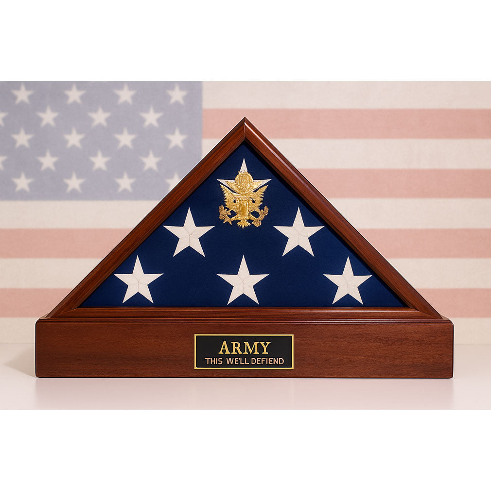 American Flag Case with Pedestal, Burial Flag Display Case