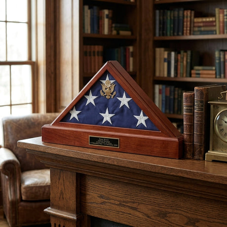 memorial shadow box for veterans, USA flag preservation case