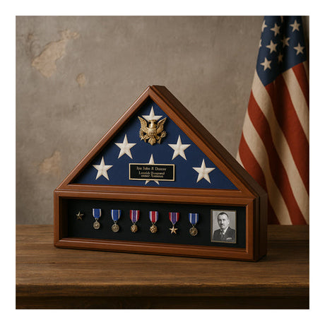 Flag Case for Military Funeral, Burial Flag Display Case 5x9.5