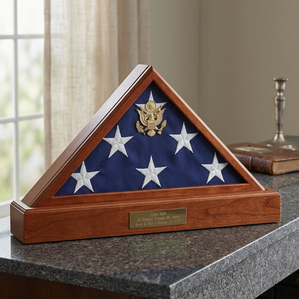 military burial flag case, memorial flag display case, American flag display box