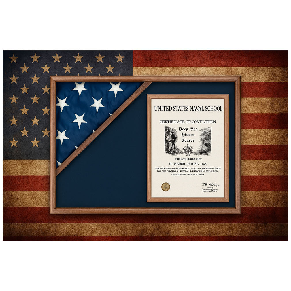 Flag and Certificate Display Case, Military Flag Display Box