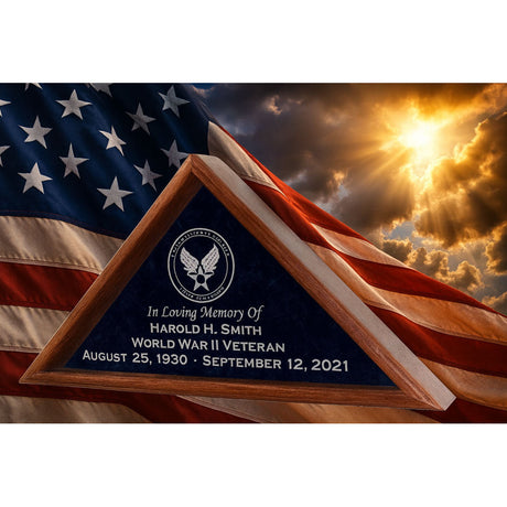 Air Force flag display case, USAF flag display frame, Air Force memorial flag case